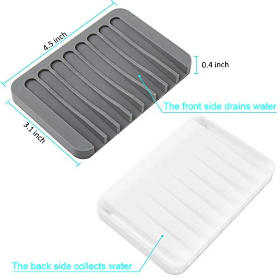 2PCS Silicone Soap Dish Holder – Self-Draining Soap Tray for Shower, Bathroom &amp; Kitchen Sink