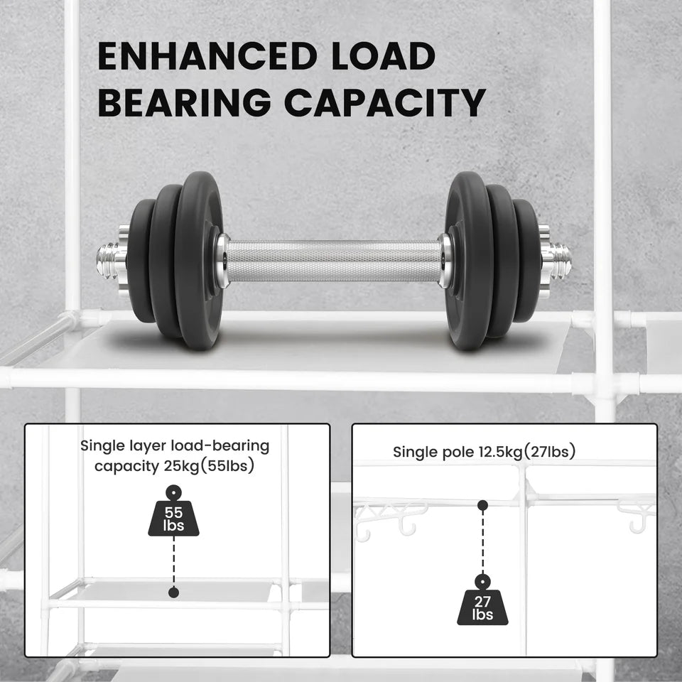 Metal Freestanding Multifunctional Clothes Wardrobe and Shoe Organizer