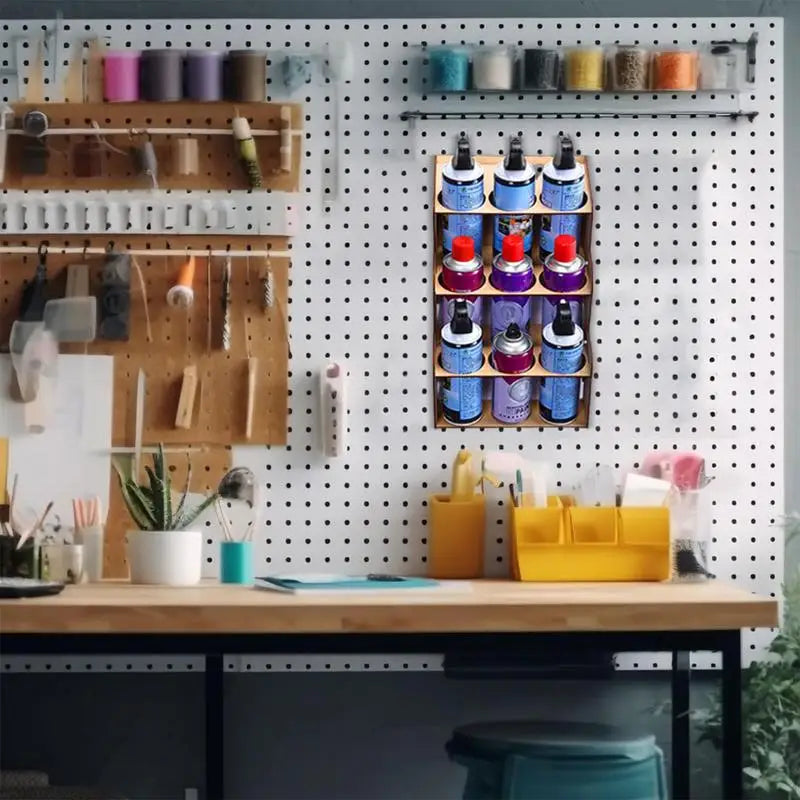 Spray Paint Storage Wall Rack 9-Slot Aerosol Can Organizer