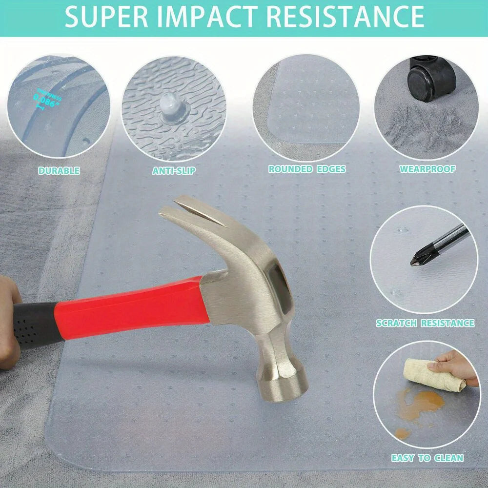 Non-Slip PVC Chair Mat – Home &amp; Office Floor Protector Easy Maintenance 60.2&quot; x 46.4&quot;