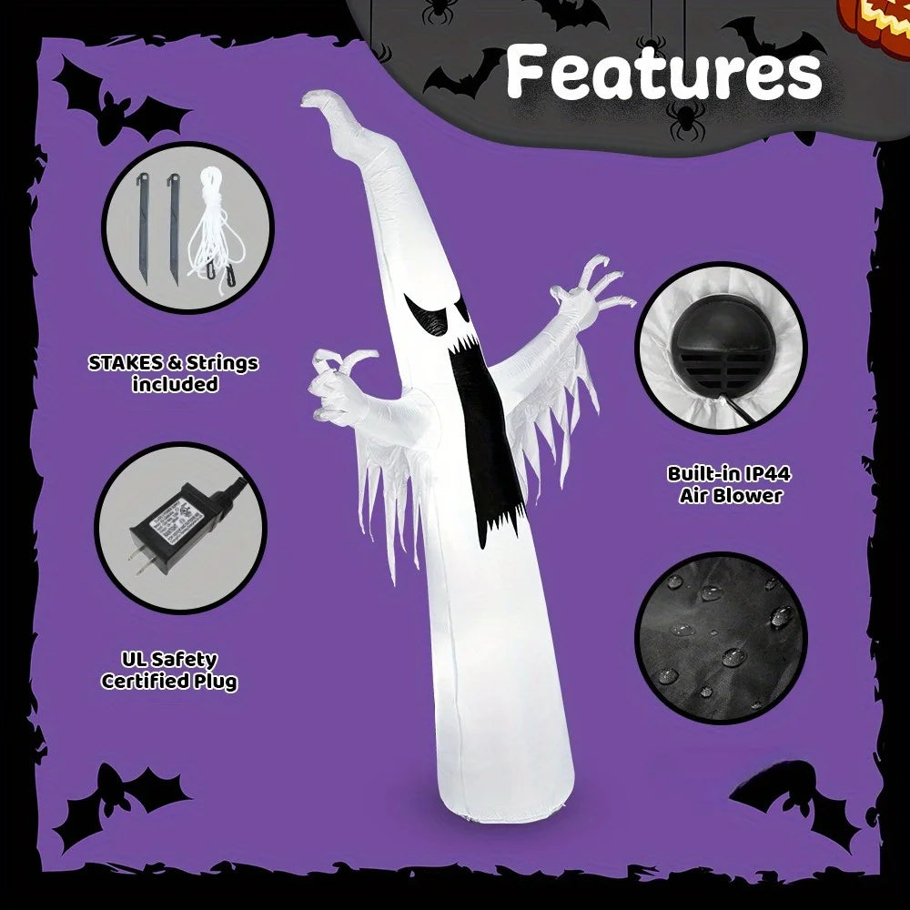Halloween Inflatable Ghost with LED Lights 12 FT Scary Outdoor Yard Decoration