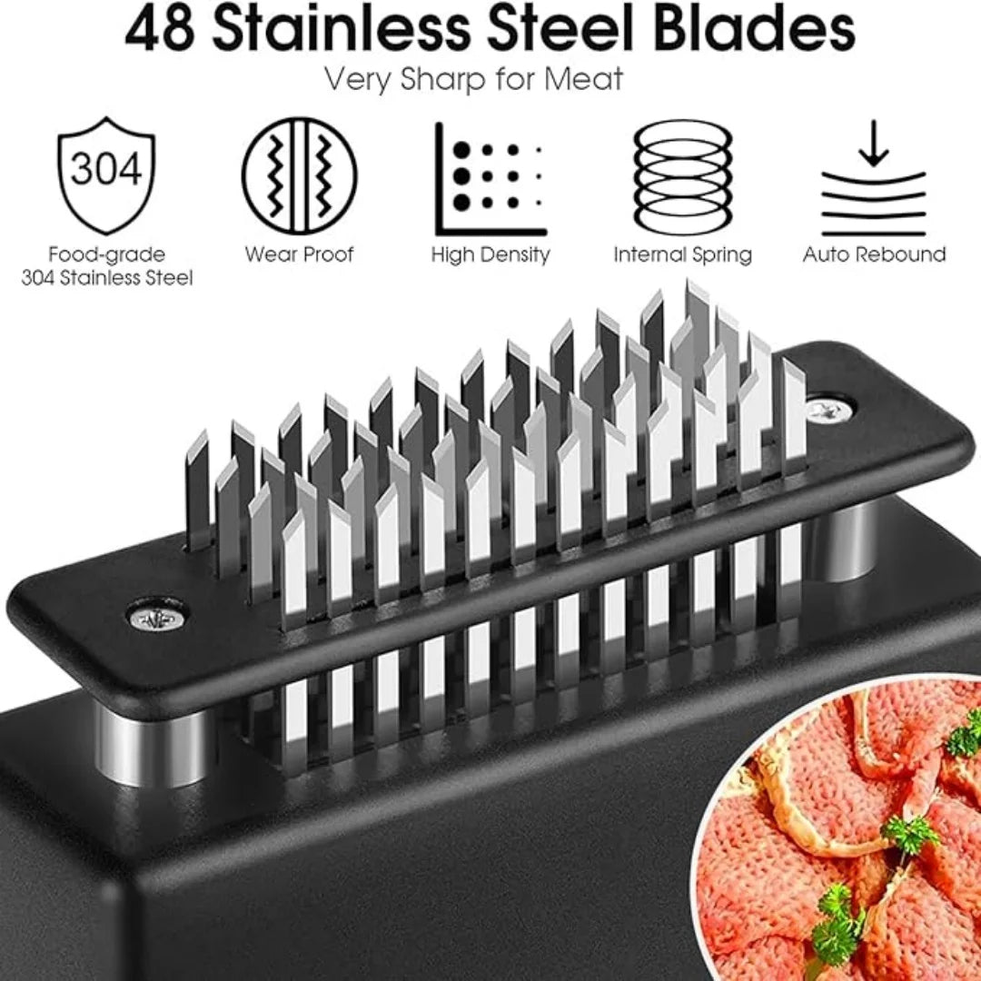 Handheld Meat Tenderizer, 48-Blade Stainless Steel Kitchen Tool