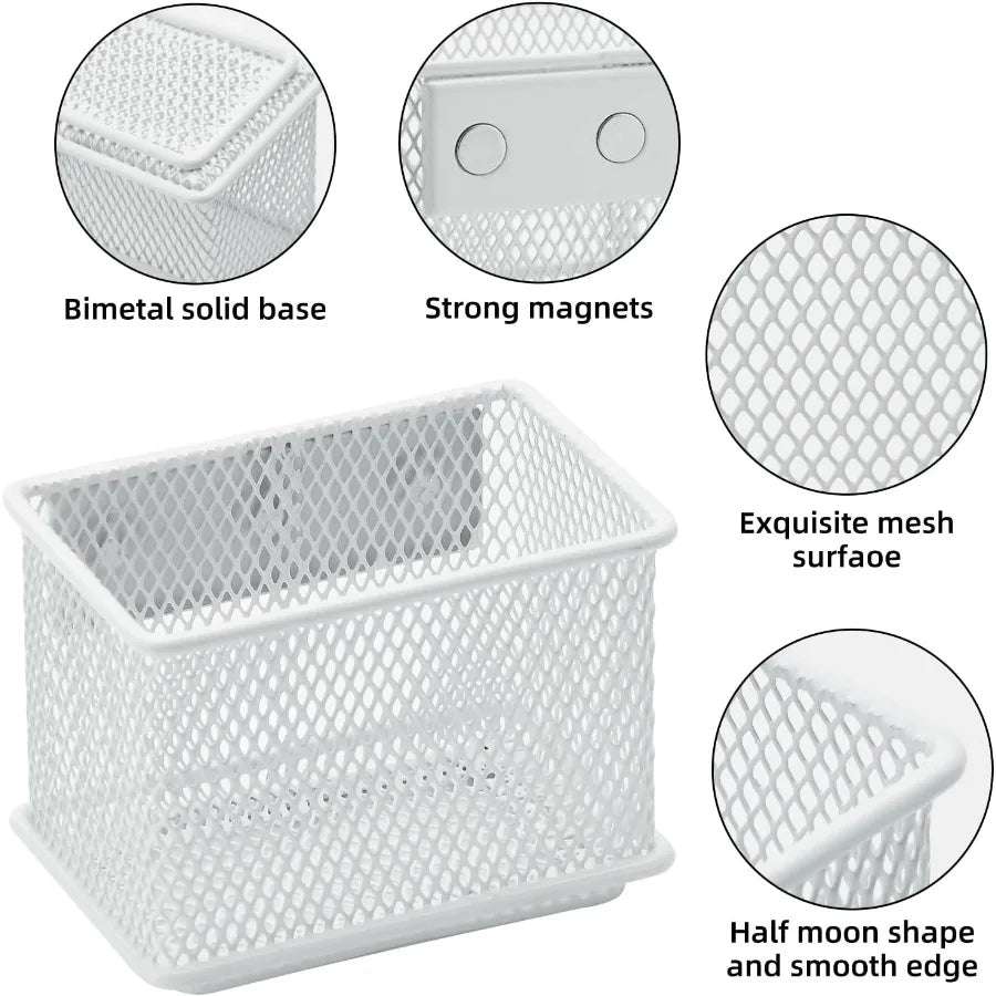 Metal Mesh Magnetic Pen Holder Desk and Locker Organizer (2 Pack)