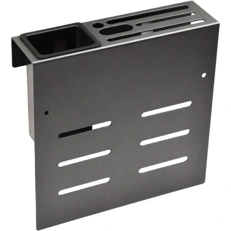 Wall-Mounted Kitchen Knife Holder with Cutting Board &amp; Chopstick Storage Rack (Gray)
