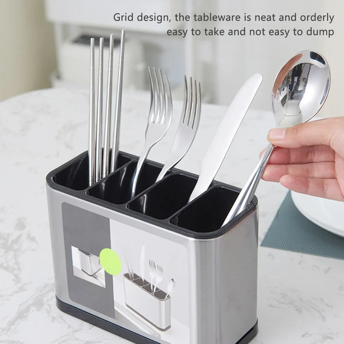 Kitchen Utensil Holder Stainless Steel Capacity for Cutlery