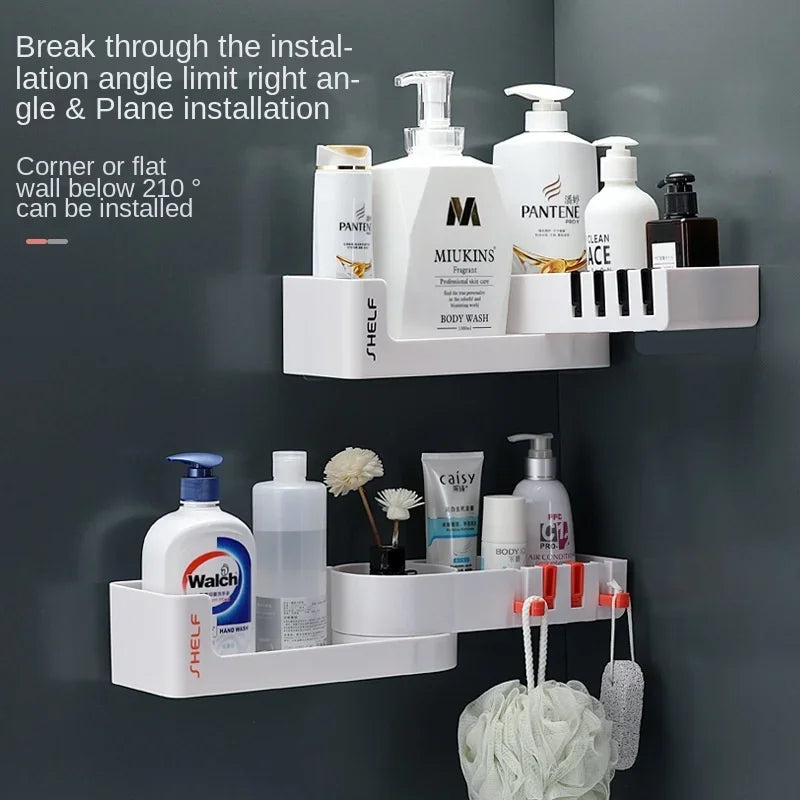 Wall-Mount Corner Storage Shelf for Bathroom Kitchen Storage (Black)