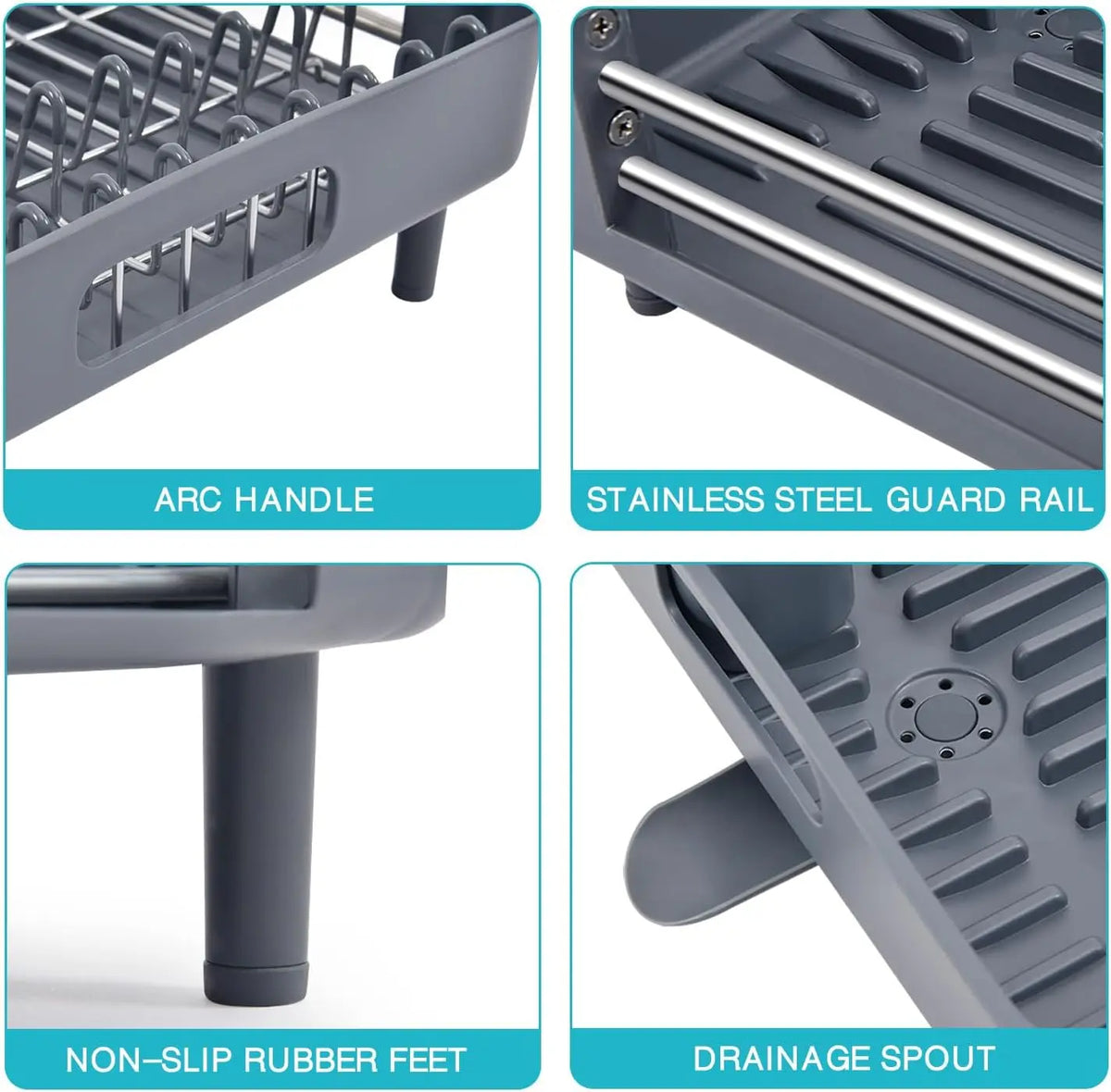 Expandable Kitchen Counter Dish Rack with Drainer