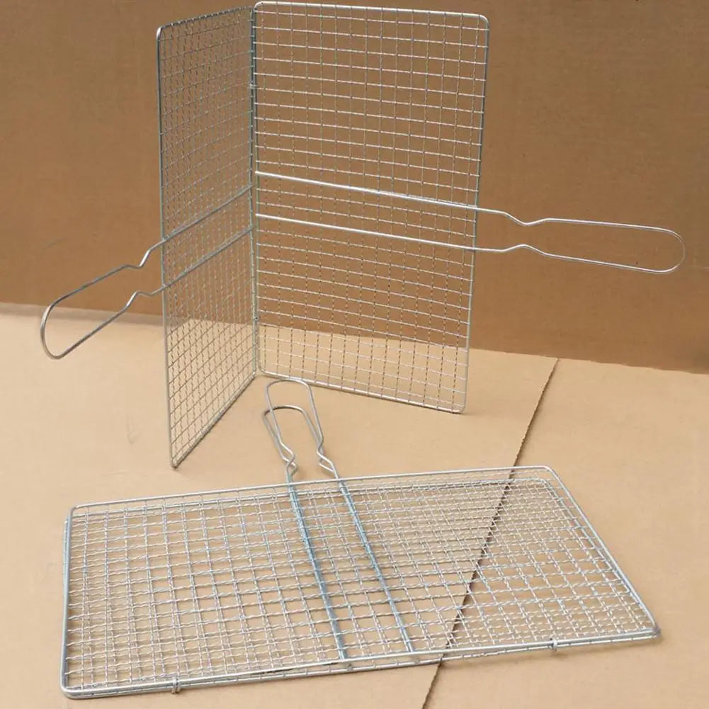 Heavy Duty Barbecue Grilling Basket – Folding Iron Mesh Grill Net