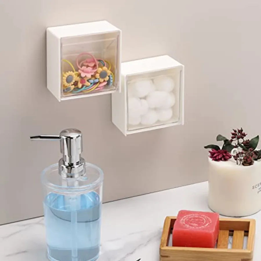2-Pack Cotton Pad Holder Dispenser, Wall-Mounted Cotton Ball Organizer &amp; Storage Containers