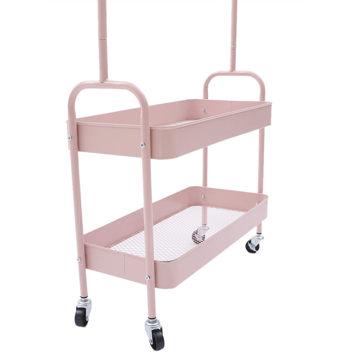 Carbon Steel Floor Standing Garment Rack 26&quot; Baskets with Wheels