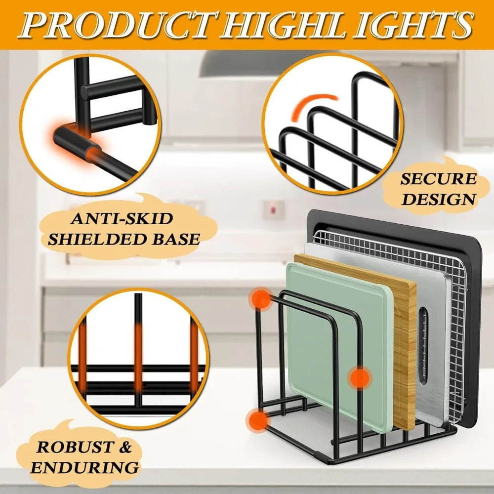 5-Tier Vertical Metal Rack Organizer for Cutting Boards