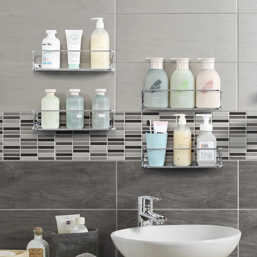 Multifunctional Wall-Mounted Storage Shelf Rustproof Bathroom Kitchen Organizer