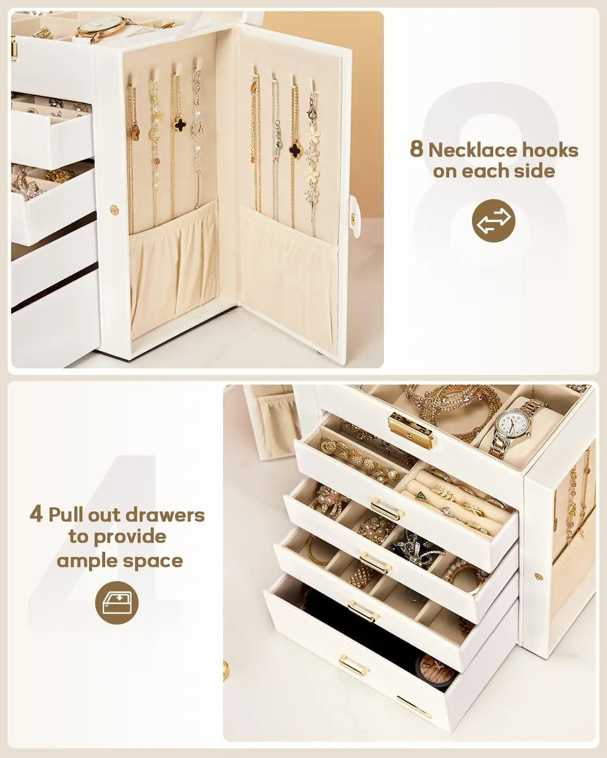 Mirrored Jewelry Box Wall Shelf with Lock