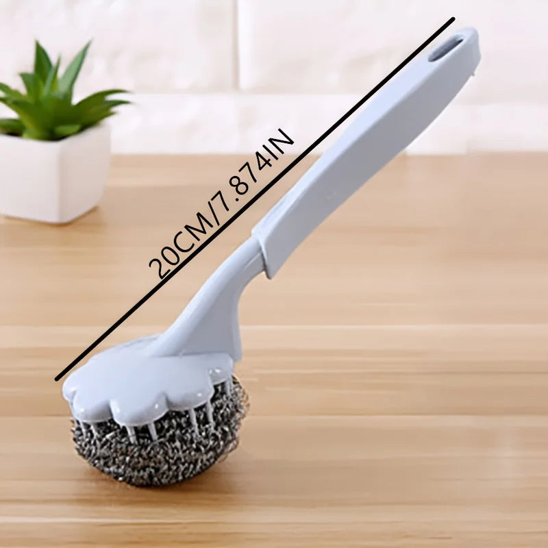 3-Pack Plum Blossom Stainless Steel Scrub Brushes (Chocolate Brown)