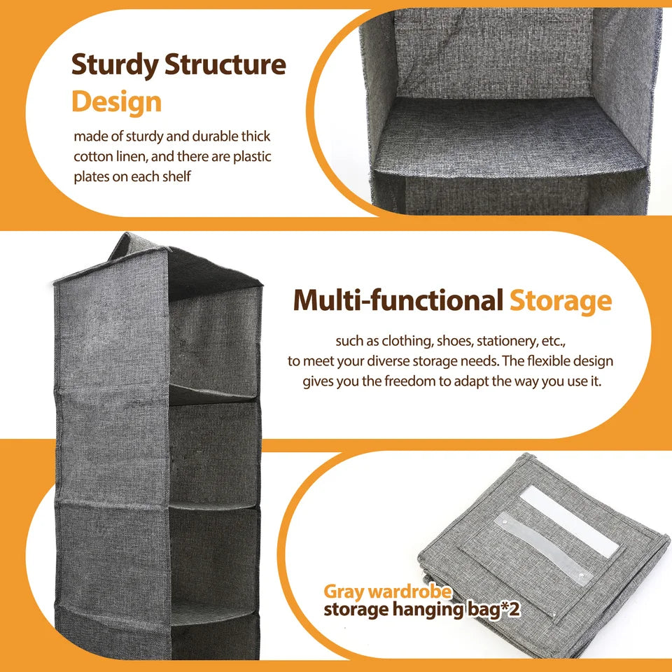 Hanging Closet Storage Box with Five Fabric Shelves