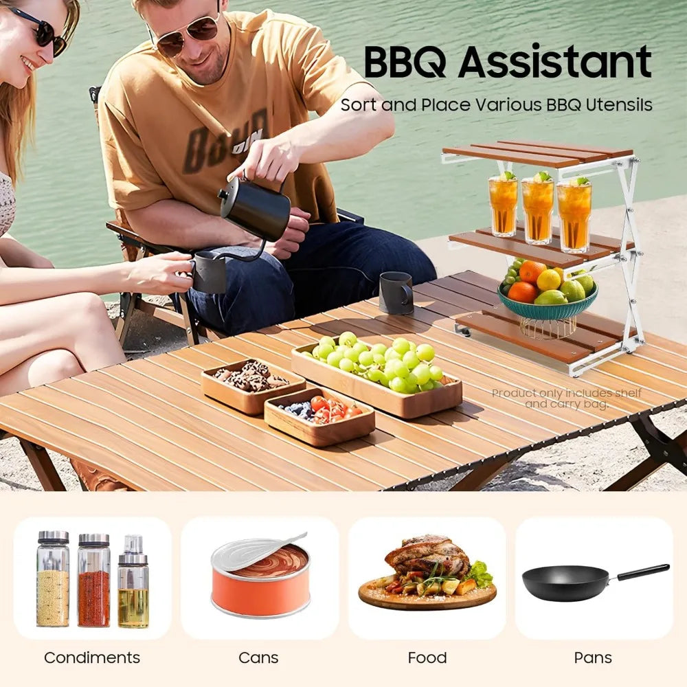 3-Tier Natural Wood Desktop Organizer Shelf