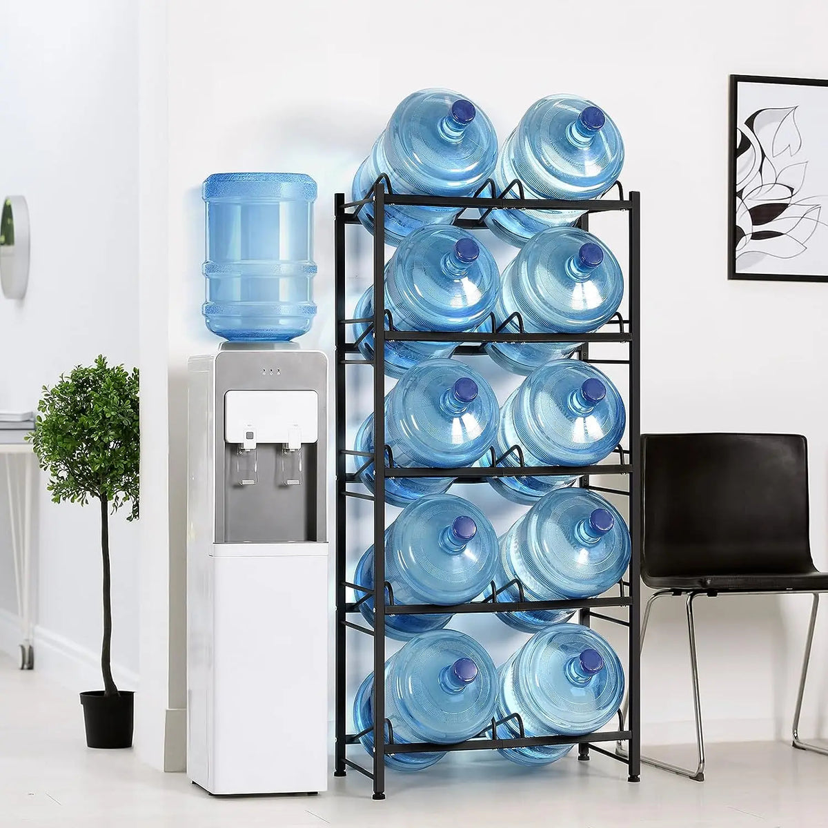 5-Tier Water Jug Rack Stand for 10 Bottles – Metal Heavy-Duty Storage Organizer