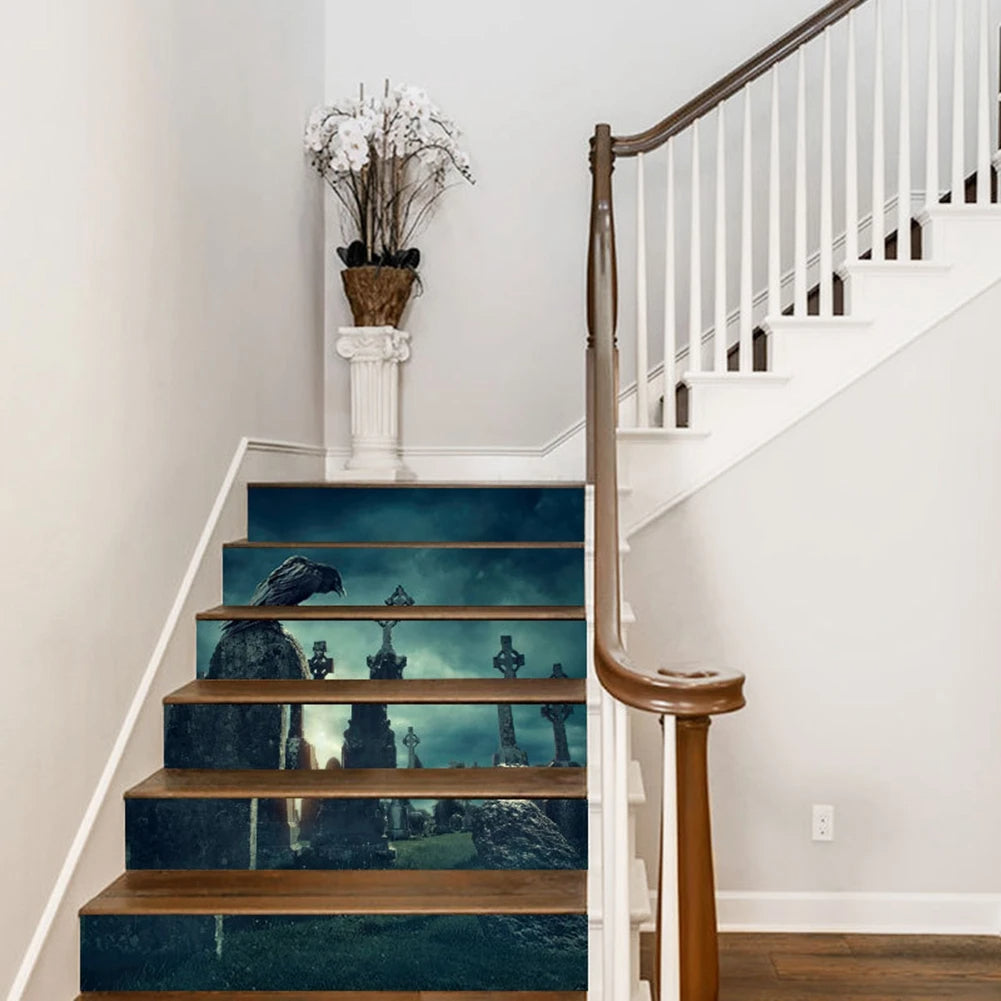 3D Halloween Wall Decals Crow Tombstone