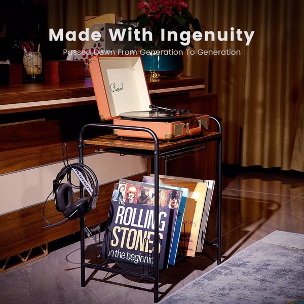 Vinyl Record Player Stand with Storage
