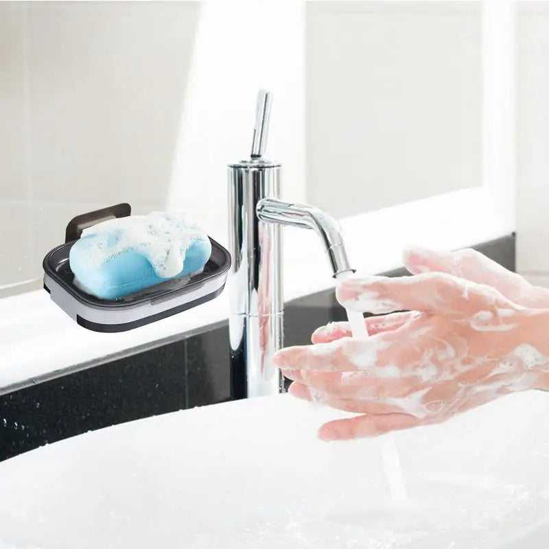 Bathroom Self-Adhesive Soap Dish Double Layer (Gray)