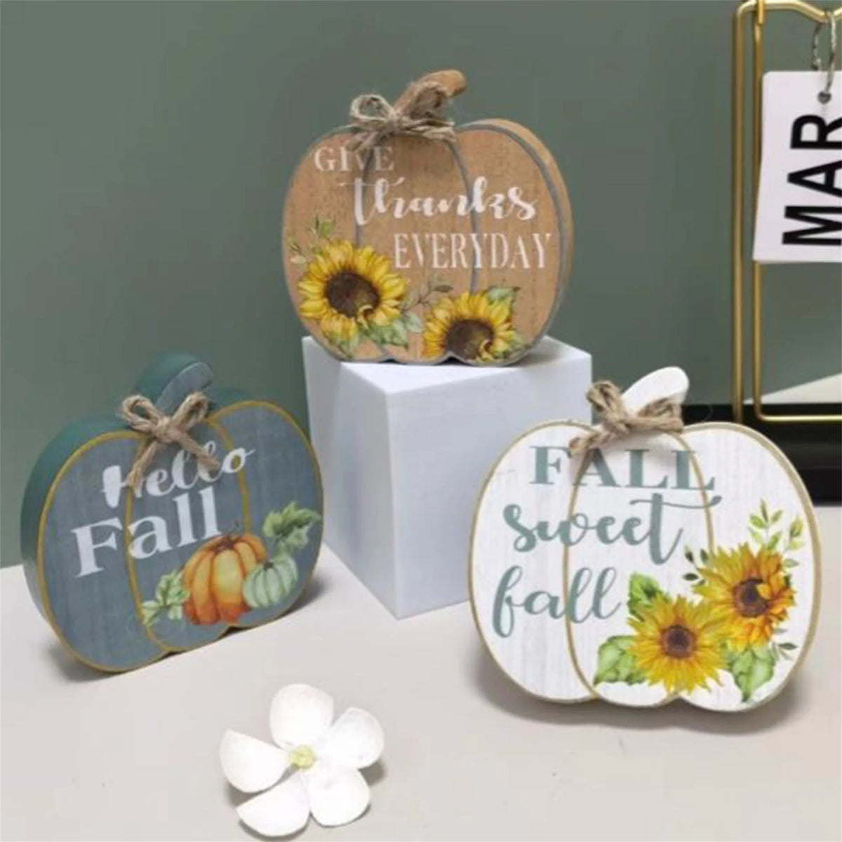 Fall Harvest Table Centerpiece Set 3Pcs Wooden Signs