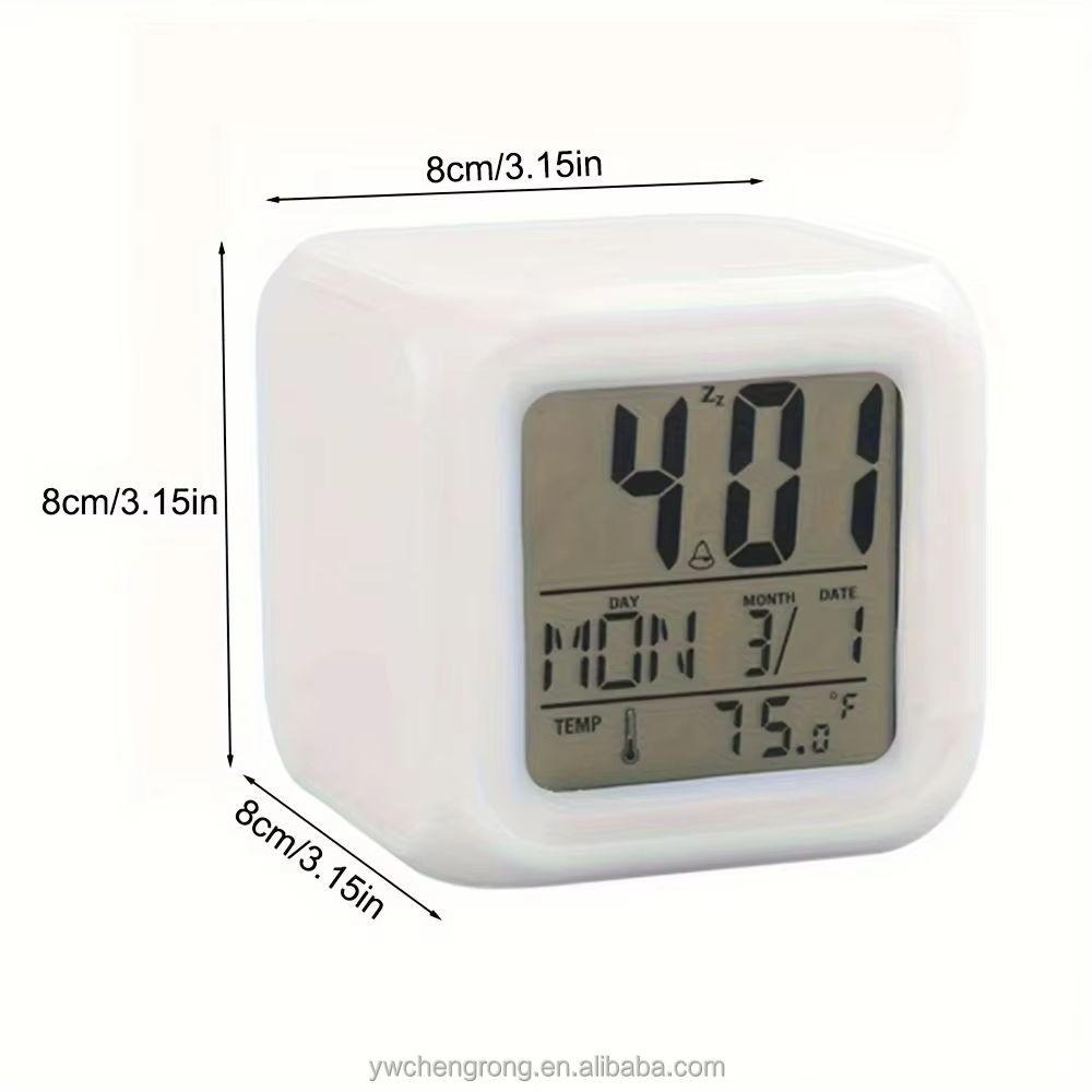 7-Color LED Digital Alarm Clock with Illuminated Display (White)