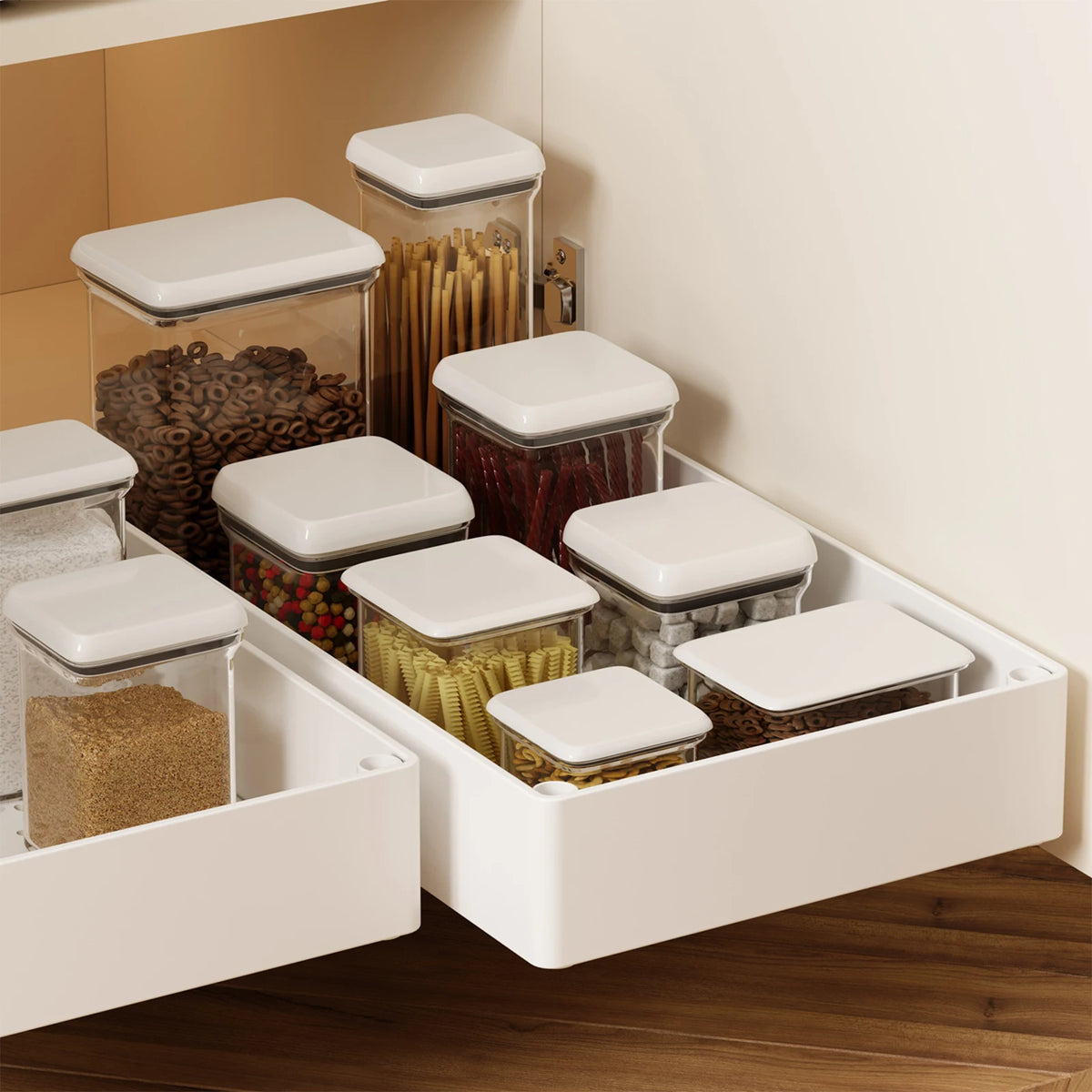 Kitchen Bathroom Pantry Cabinet Organizer 2PCS No-Punch (Gray)