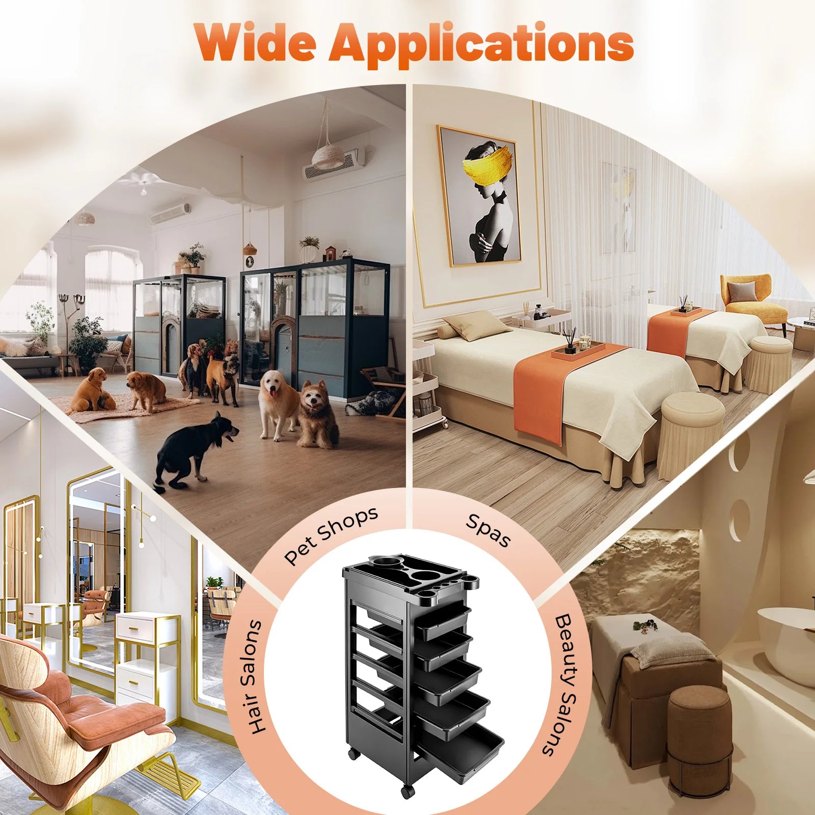 Salon Spa Rolling Cart Organizer with 5 Drawers