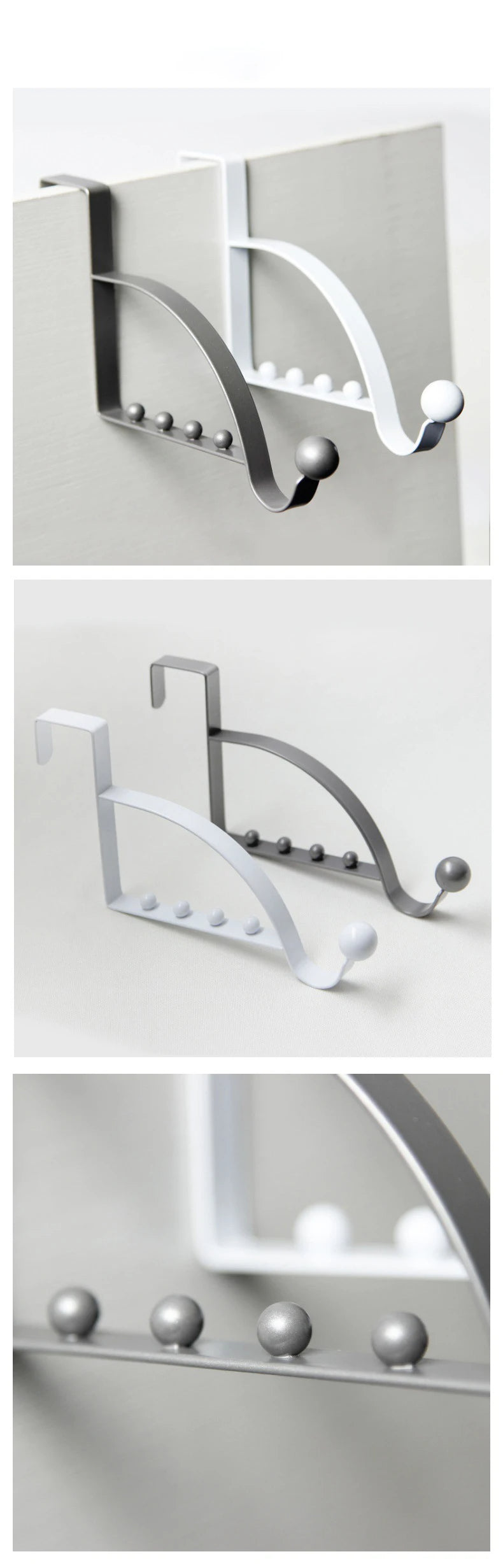 Space Saving Over The Door Hook Hanger Organizer (Black)