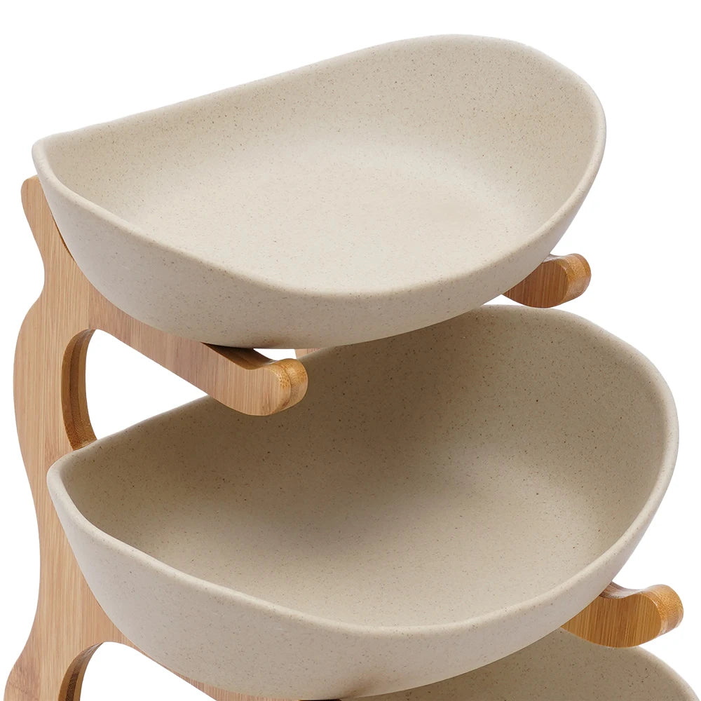 3-Tier Ceramic Fruit Bowl Modern Style Basket