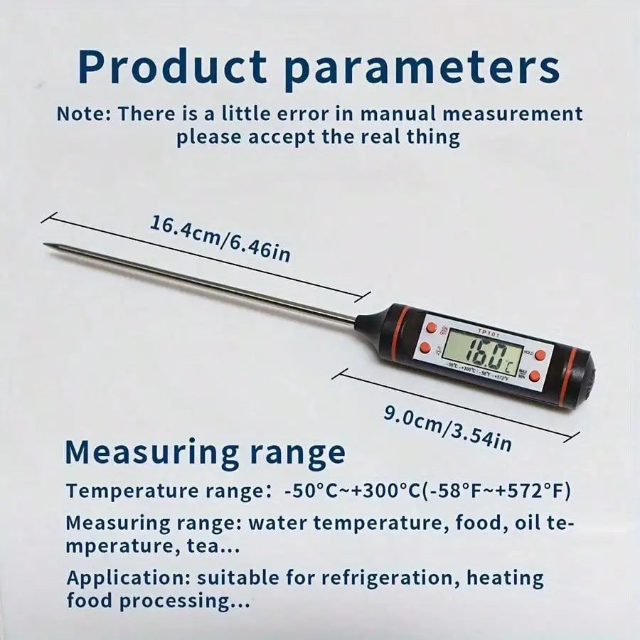 Digital Food Thermometer with Dual Display Ultra-Fast Stainless Steel Probe for Grilling BBQ (Black)