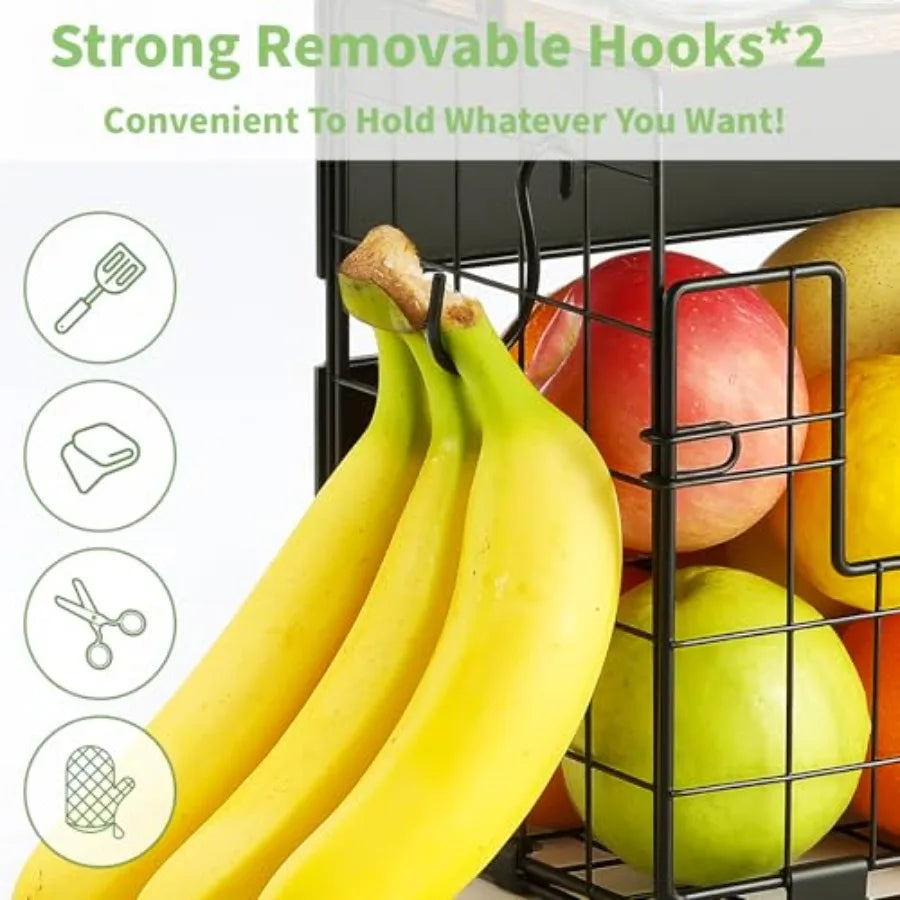 Magnetic Fridge Shelf with Wood Lid Storage Basket Bin