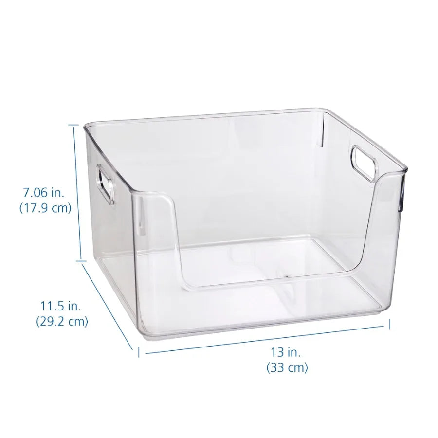 3-Pack Clear Open-Front Storage Organizer Bins – Stackable Plastic Shelf &amp; Countertop Organizers