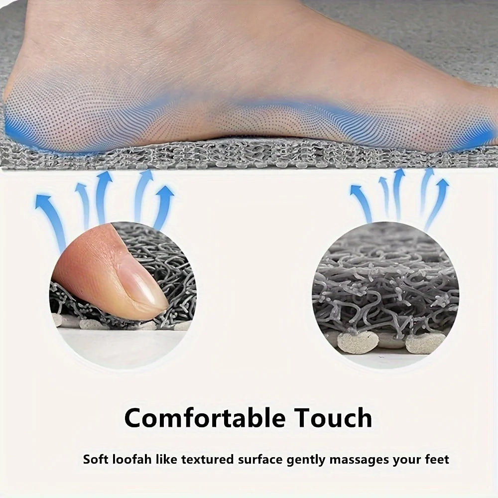 1PC Absorbent Antislip Shower Mat  Entrance Rug (Gray)