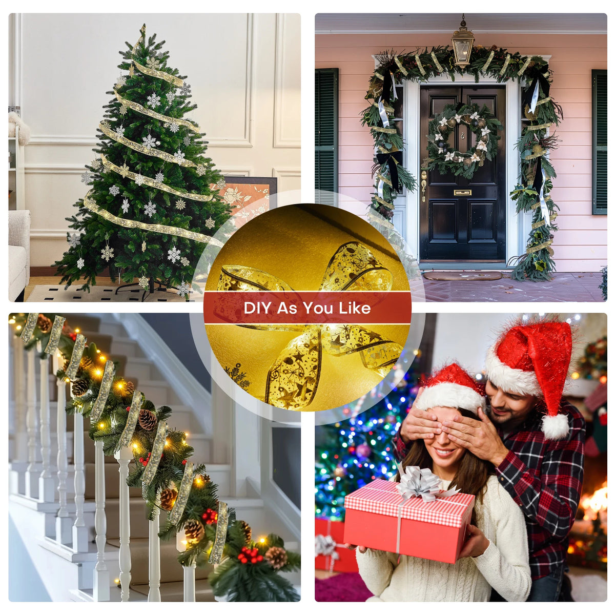 Christmas Tree Decoration Ribbon 100 LED String Lights 40ft