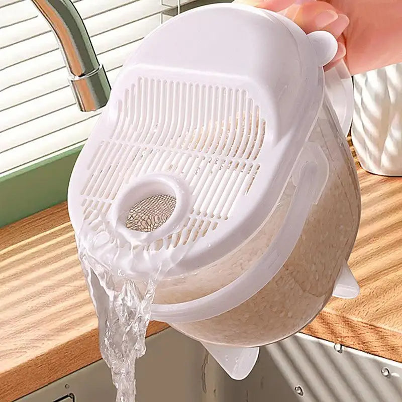 Rice Vegetable Washing Strainer Bowl with Lid
