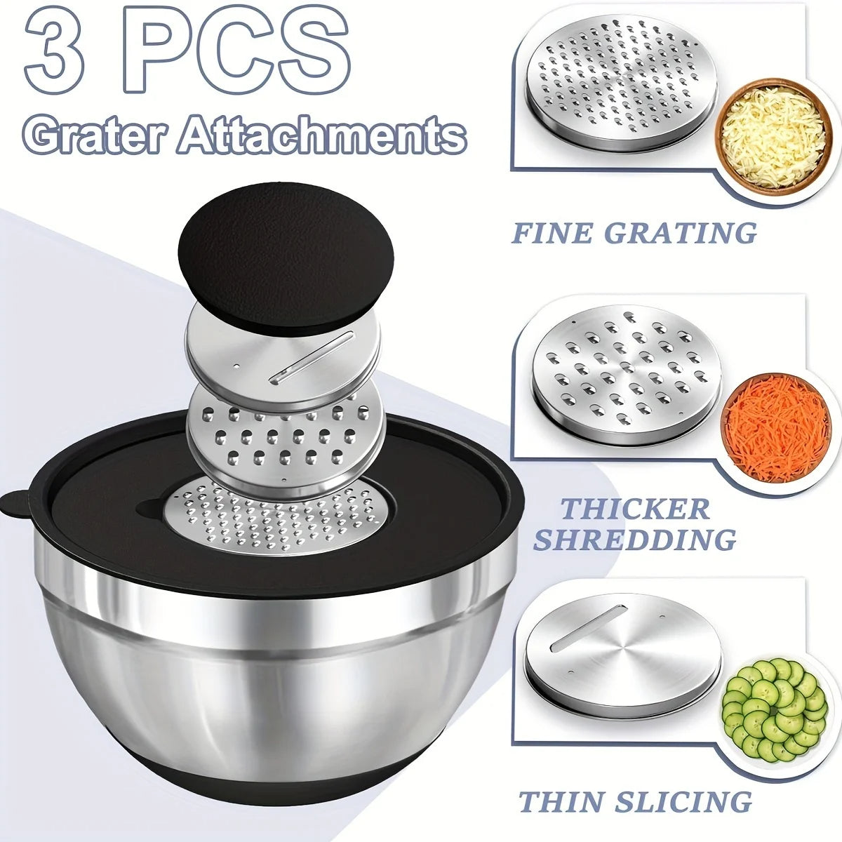 Stainless Steel Mixing Bowls 8-Piece with Airtight Lids (Black)