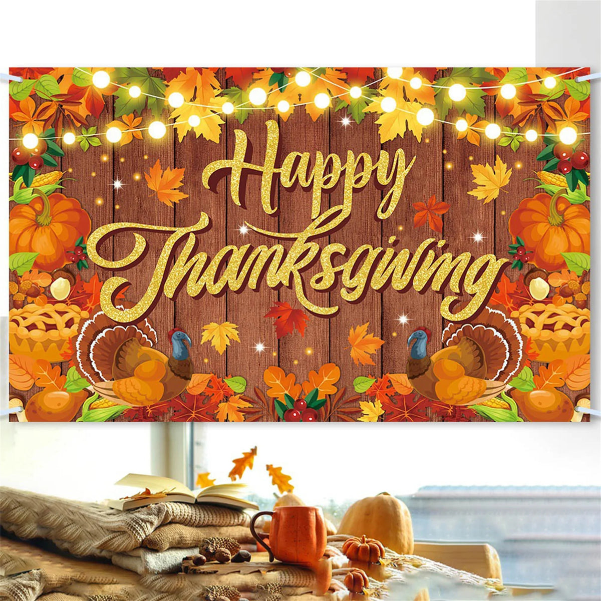 Fall Harvest Photography Backdrop Banner Thanksgiving Party Wall Decoration