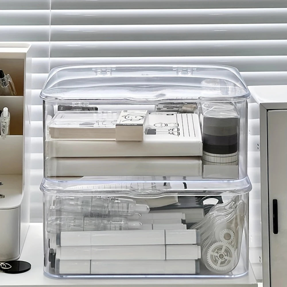 2-Piece Stackable Plastic Storage Basket Set