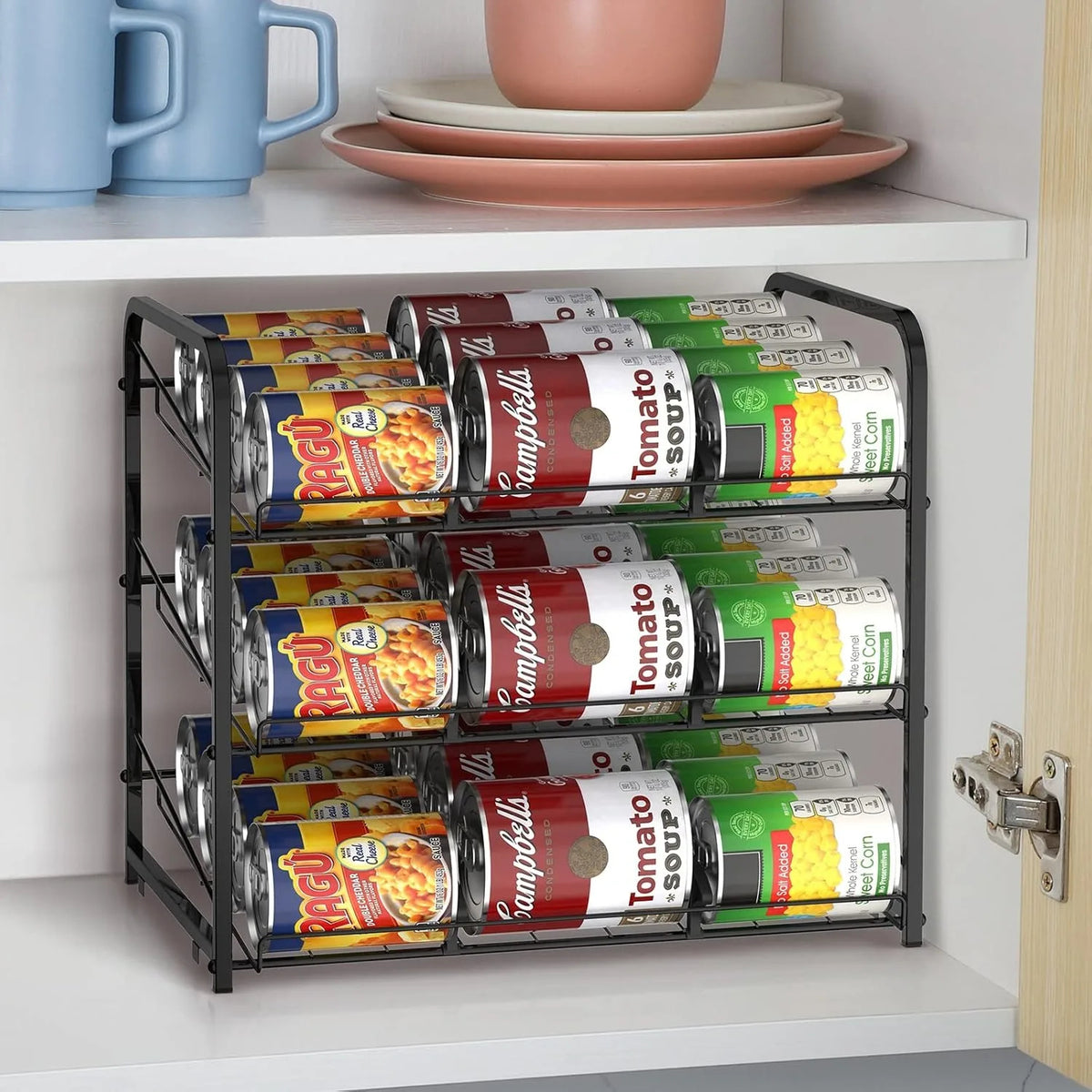2-Pack Tiered Can Storage Rack – 36-Can Capacity Beverage (Black)