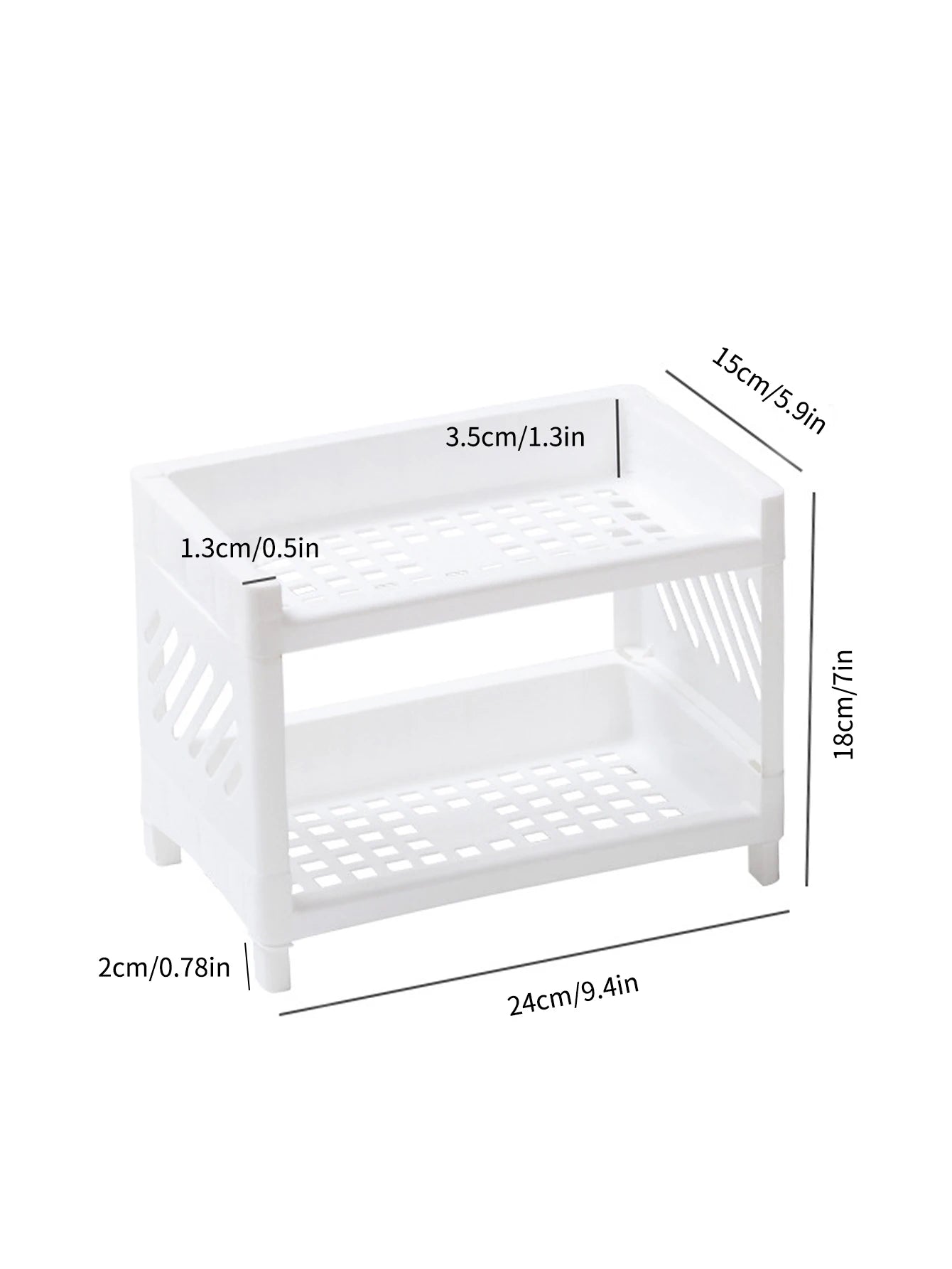 Double Layer Desktop Storage Rack Organize Desk Supplies, Cosmetics Storage (White)