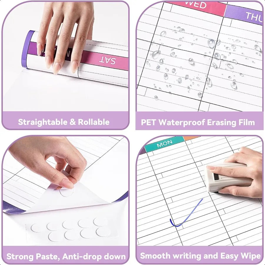 Dry Erase 3-Month Wall Planner 28&quot; x 40&quot; Reusable Laminated Whiteboard Calendar
