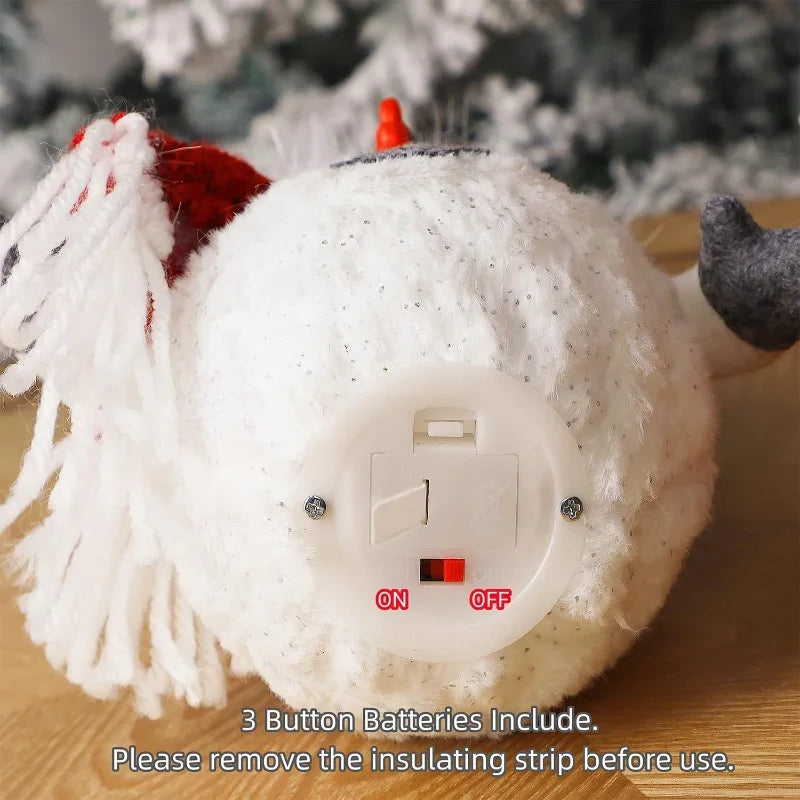 Set of 2 Light Up Snowman Figurines (10&quot;) – Battery Operated Plush Christmas Tabletop Decorations and Gifts