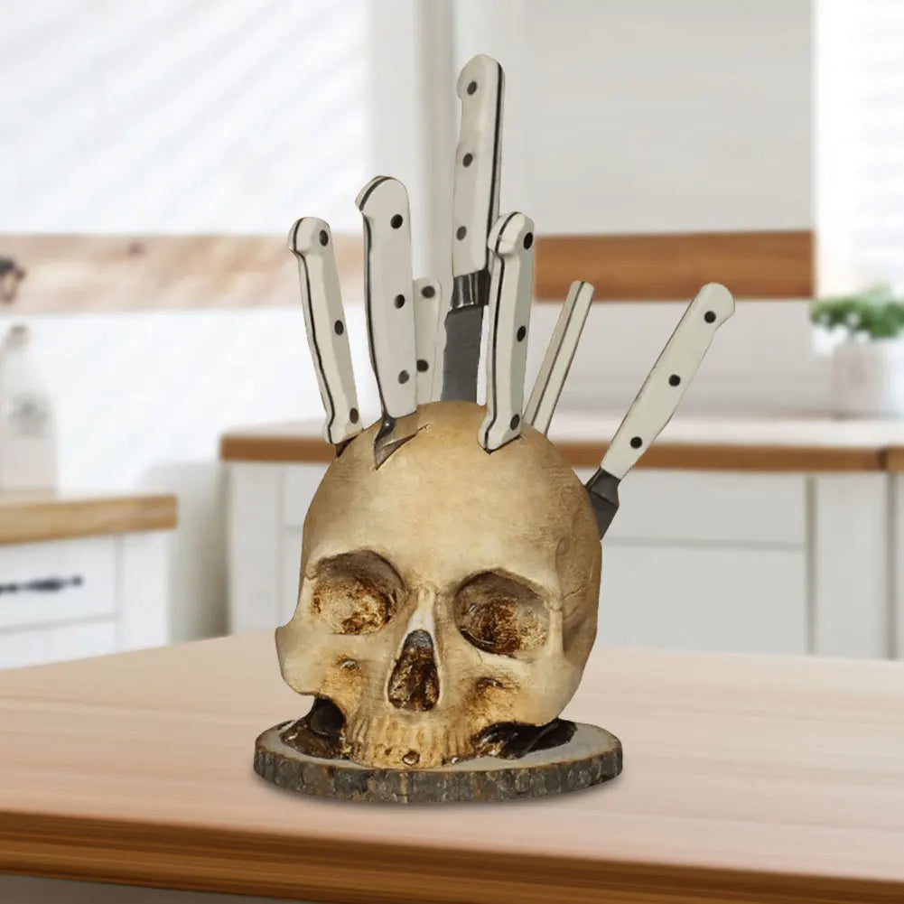 Skull Knife Holder for Halloween Goth Decor