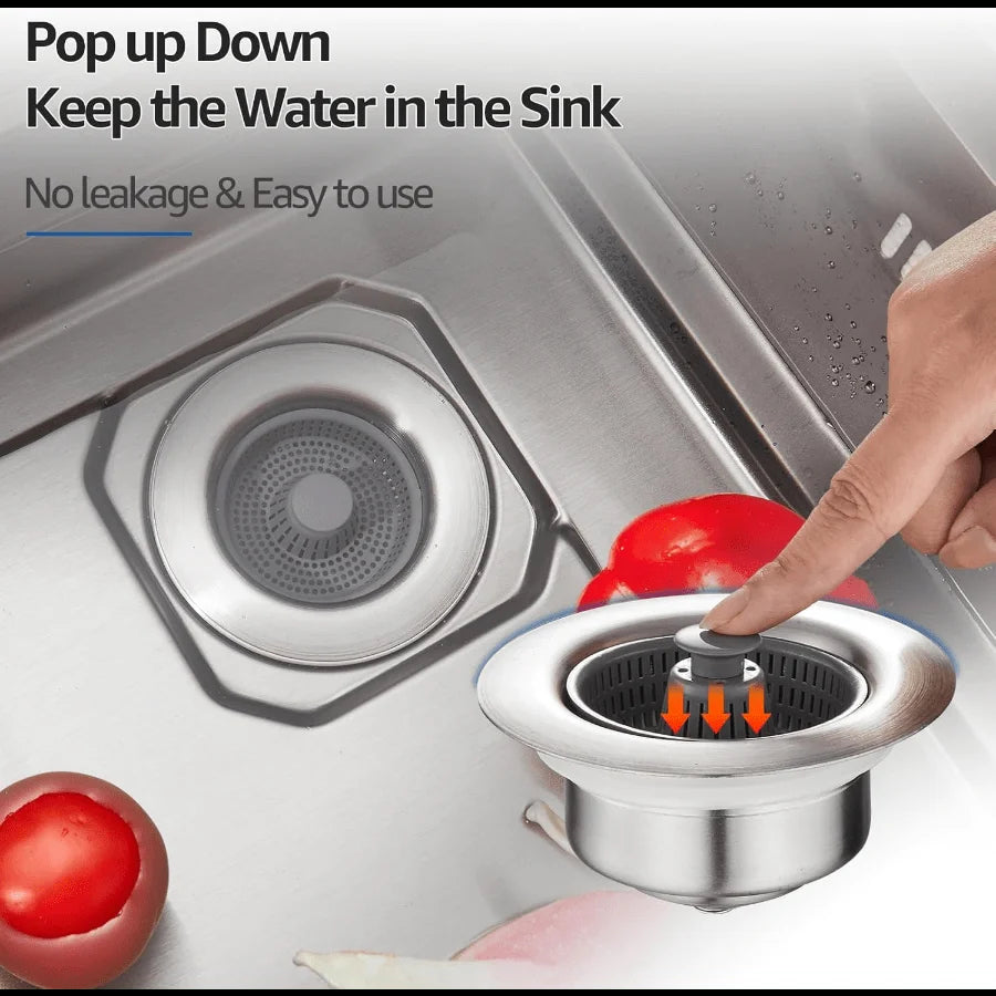 3 in 1 Kitchen Sink Strainer Plug Set Food Collector for US Drains