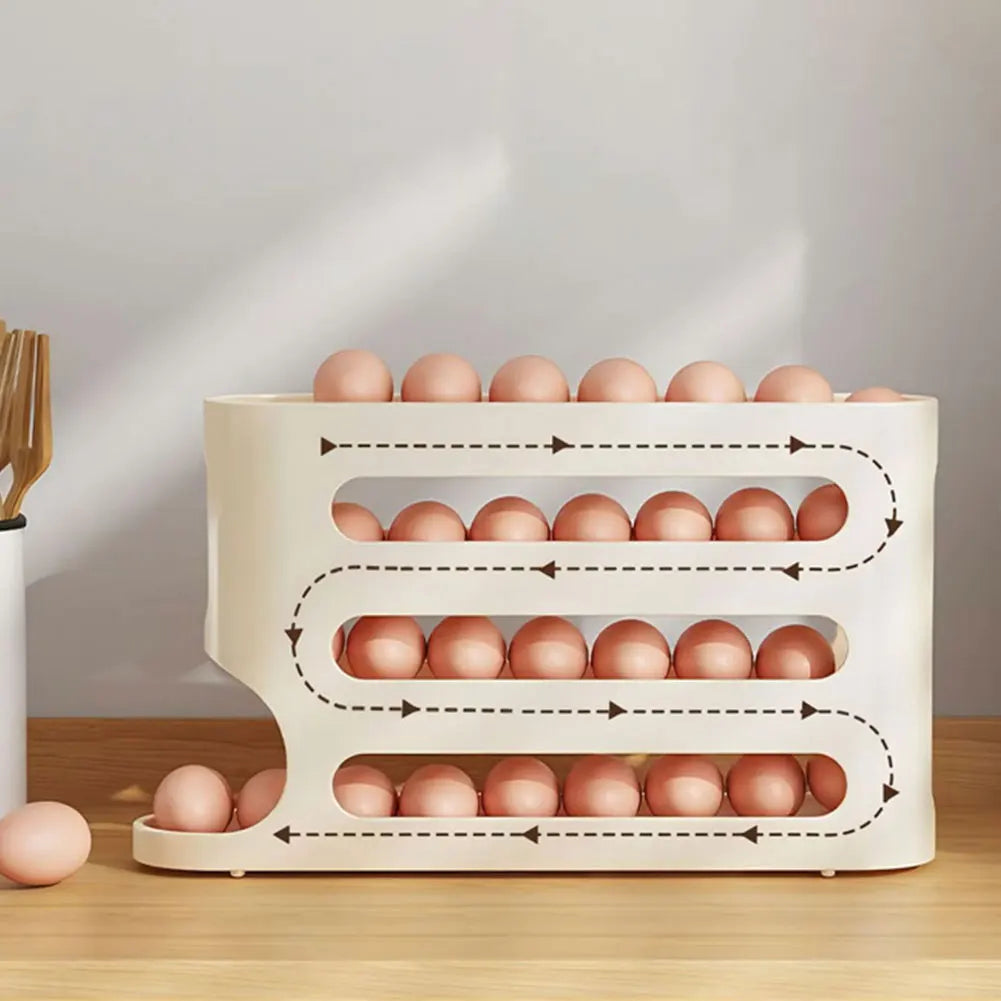 Automatic Scrolling Egg Rack 4 Layers Space-Saving Rolling Eggs Container