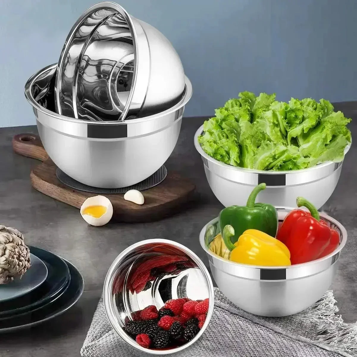 Stainless Steel Mixing Bowl Set 5-Piece Nesting Kitchen Essentials