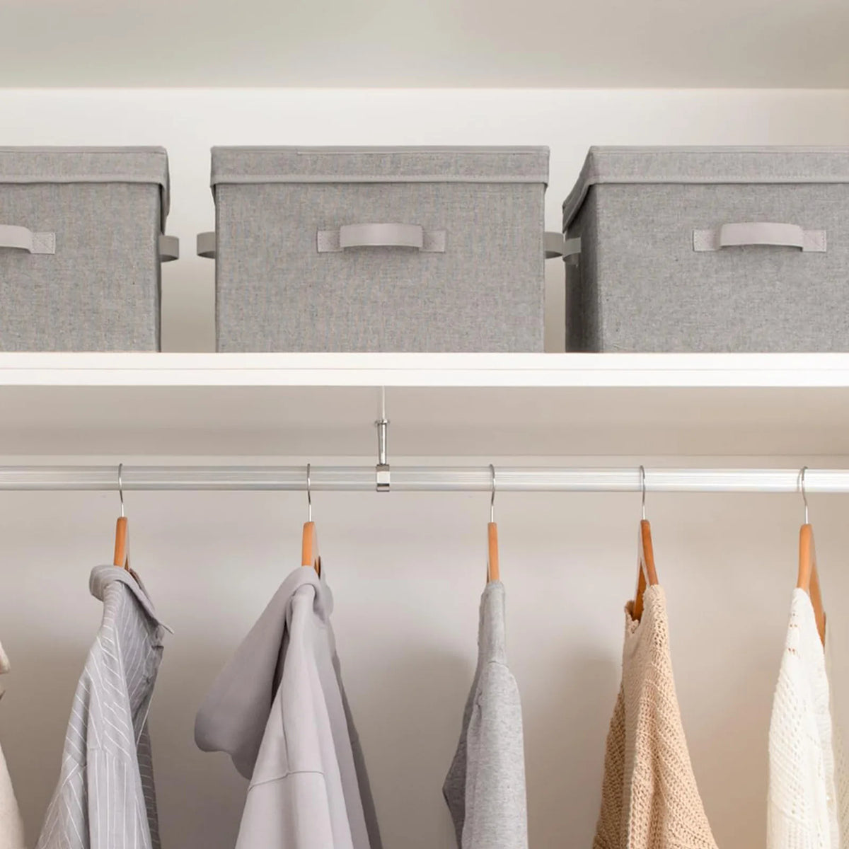 Collapsible Fabric Storage Bins Organizer for Shelves, Large (Beige)