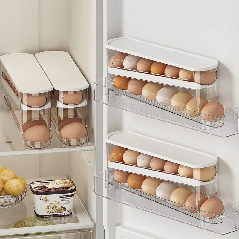 Automatic Rolling Double-layer Egg Dispenser (Clear)