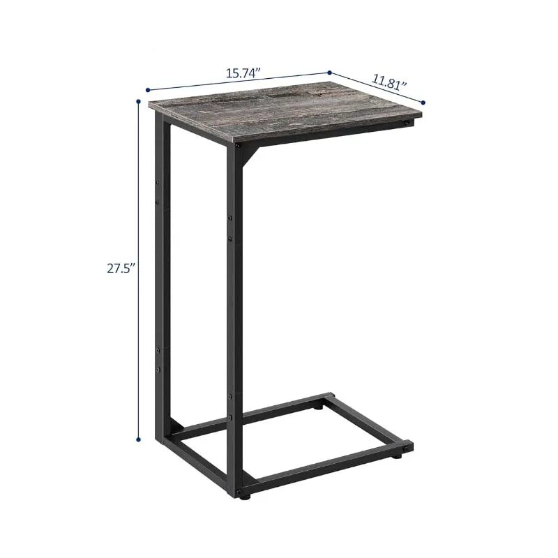 Modern C Table Side Table Sofa Snack Table with Metal Frame (Dark Grey)